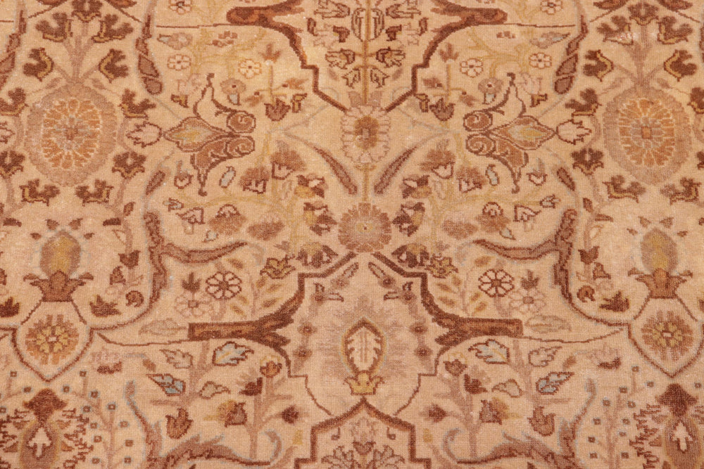handmade Traditional Lahore Gold Tan Hand Knotted RECTANGLE 100% WOOL area rug 8' x 10'