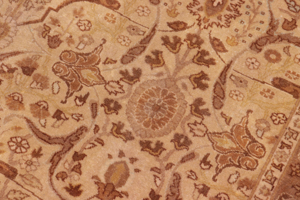 handmade Traditional Lahore Gold Tan Hand Knotted RECTANGLE 100% WOOL area rug 8' x 10'