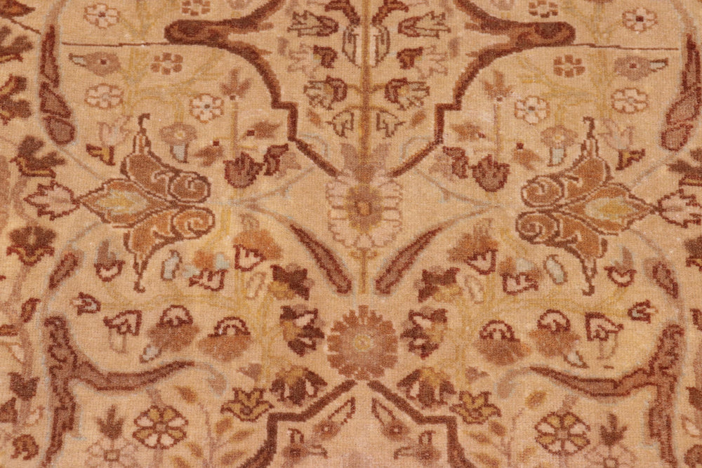handmade Traditional Lahore Gold Tan Hand Knotted RECTANGLE 100% WOOL area rug 8' x 10'