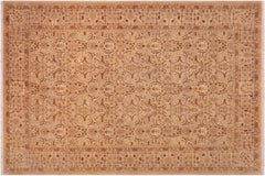 handmade Traditional Lahore Gold Tan Hand Knotted RECTANGLE 100% WOOL area rug 8' x 10'