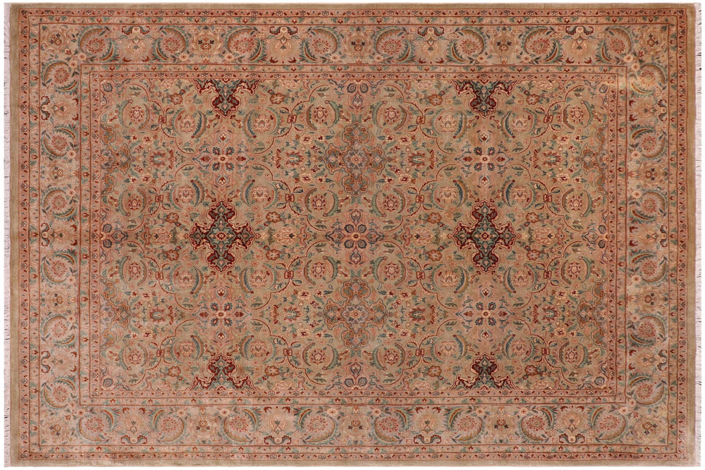 handmade Transitional  Lt. Green Gray Hand Knotted RECTANGLE 100% WOOL area rug 8' x 10'