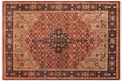 handmade Traditional Bakshi Rust Drk. Blue Hand Knotted RECTANGLE 100% WOOL area rug 8' x 11'