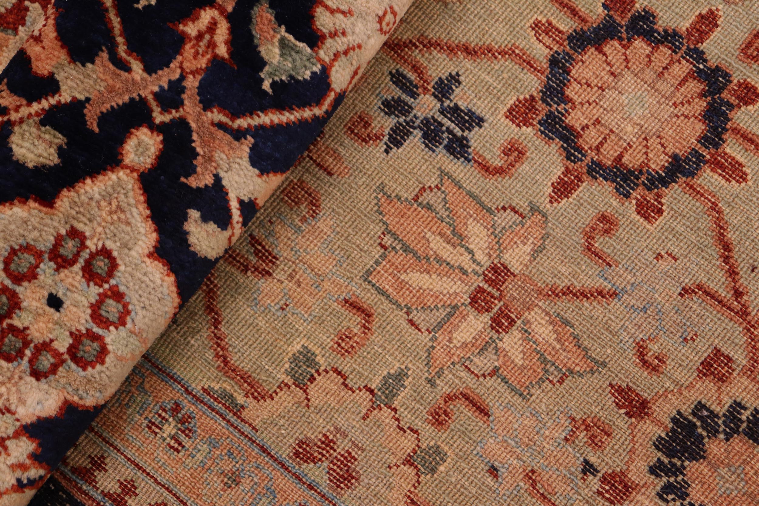 handmade Traditional Bakshi Rust Drk. Blue Hand Knotted RECTANGLE 100% WOOL area rug 8' x 11'