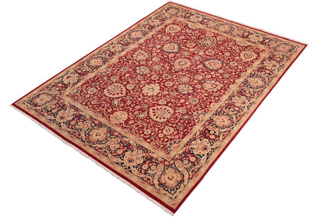 handmade Transitional Anmol Agra Red Blue Hand Knotted RECTANGLE 100% WOOL area rug 8x10