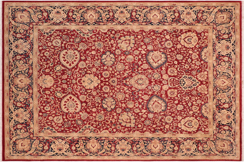 handmade Transitional Anmol Agra Red Blue Hand Knotted RECTANGLE 100% WOOL area rug 8x10