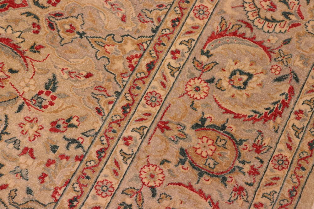 handmade Traditional Kashan Lt. Green Lt. Green Hand Knotted RECTANGLE 100% WOOL area rug 8' x 10'