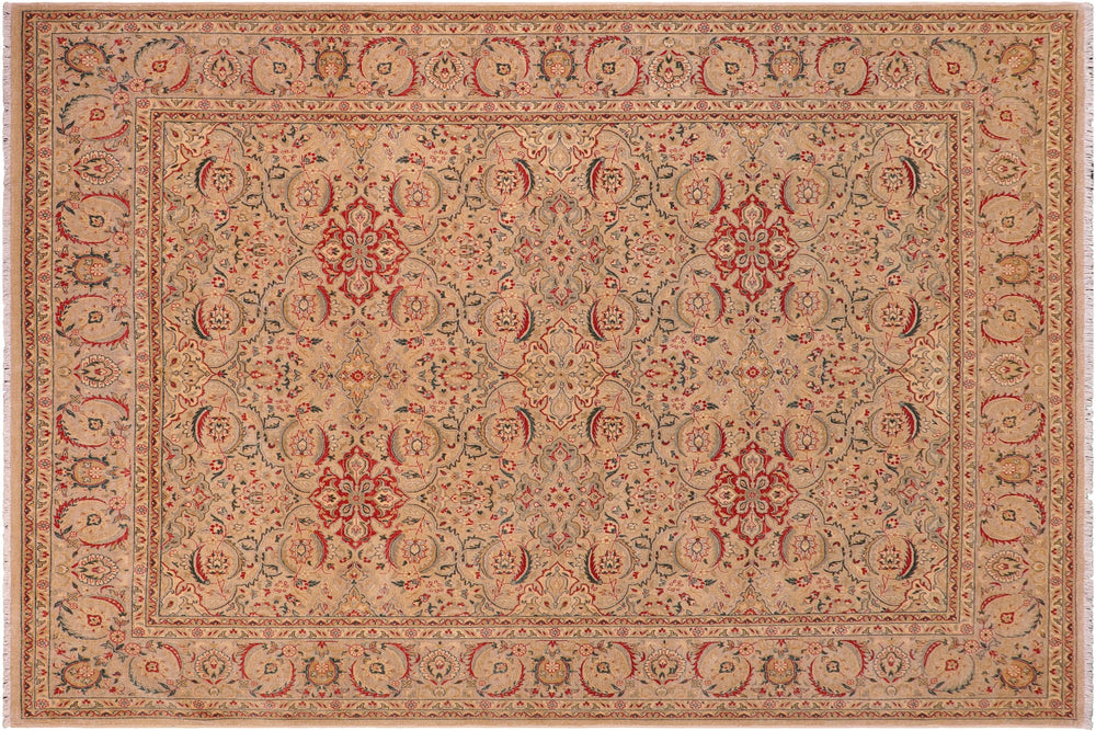 handmade Traditional Kashan Lt. Green Lt. Green Hand Knotted RECTANGLE 100% WOOL area rug 8' x 10'