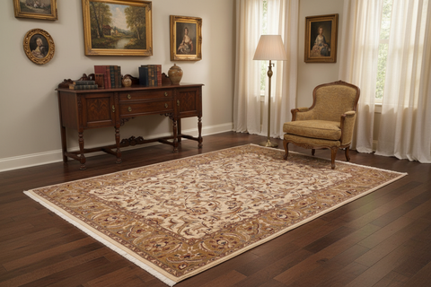handmade Traditional  Lt. Tan Gold Hand Knotted RECTANGLE 100% WOOL area rug 8' x 10'
