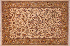 handmade Traditional  Lt. Tan Gold Hand Knotted RECTANGLE 100% WOOL area rug 8' x 10'
