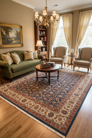 handmade Transitional Design Blue Beige Hand Knotted RECTANGLE 100% WOOL area rug 8' x 10'