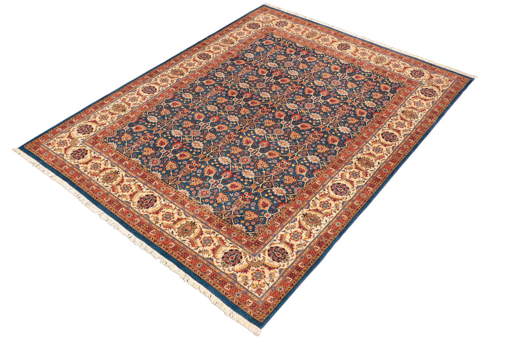 handmade Transitional Design Blue Beige Hand Knotted RECTANGLE 100% WOOL area rug 8' x 10'