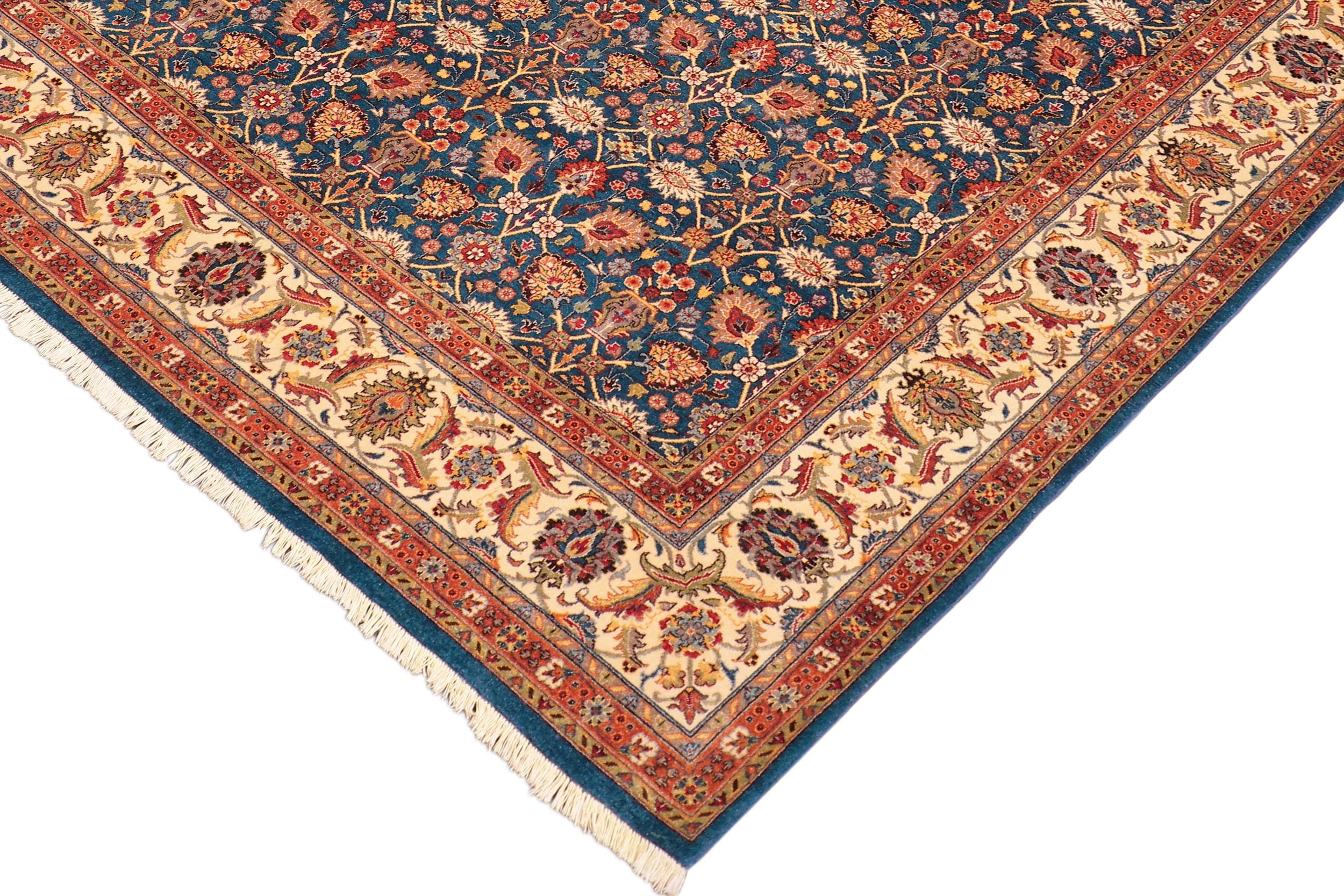 handmade Transitional Design Blue Beige Hand Knotted RECTANGLE 100% WOOL area rug 8' x 10'