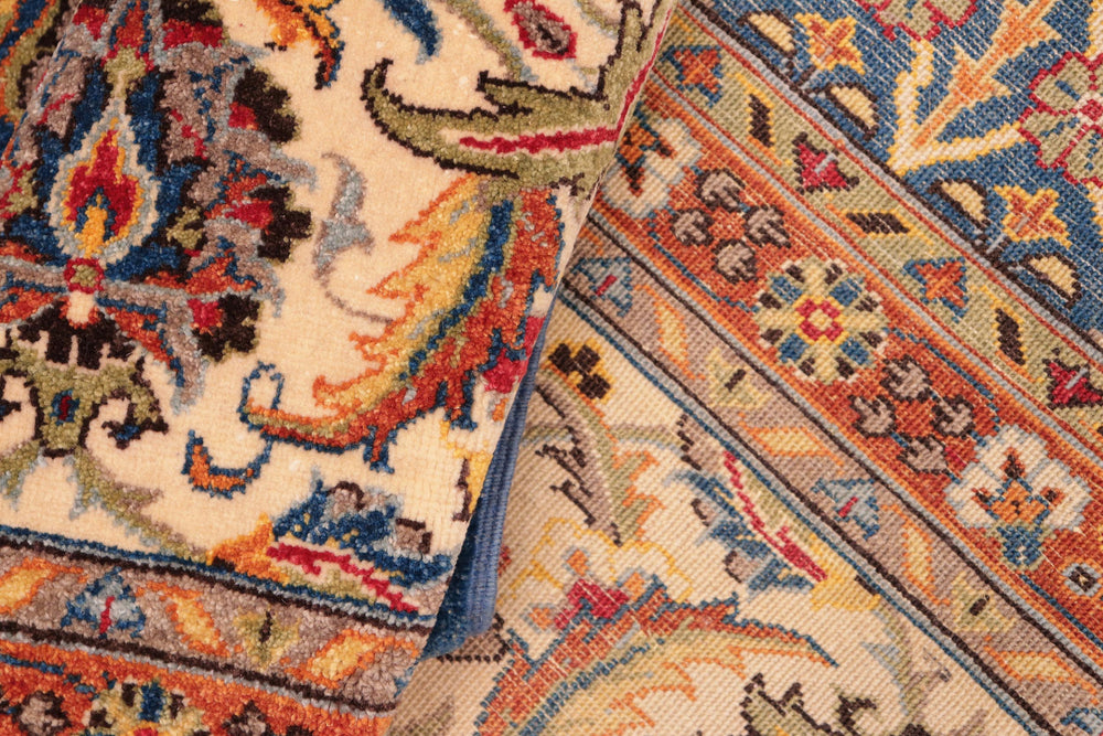 handmade Transitional Design Blue Beige Hand Knotted RECTANGLE 100% WOOL area rug 8' x 10'