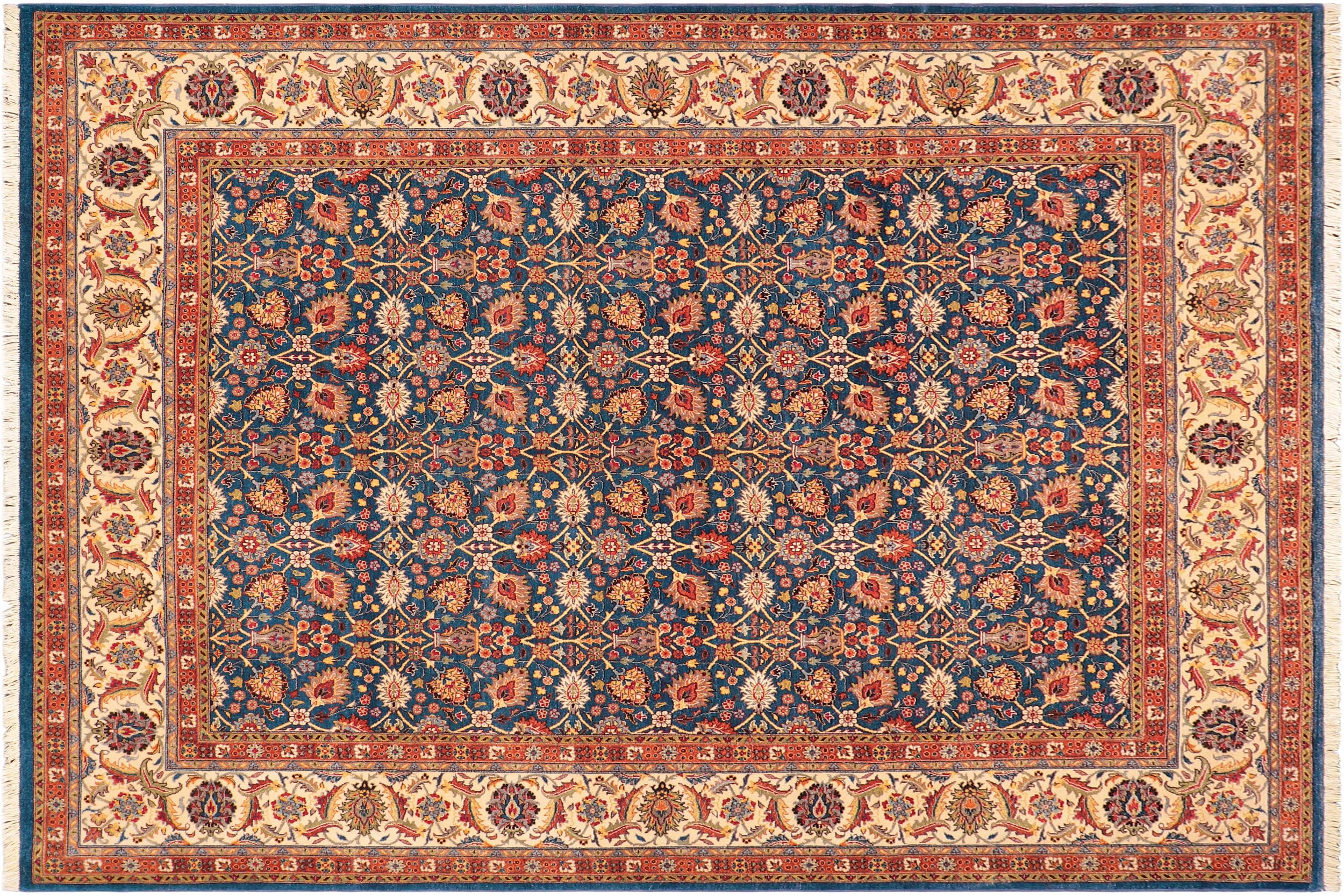 handmade Transitional Design Blue Beige Hand Knotted RECTANGLE 100% WOOL area rug 8' x 10'