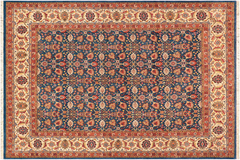 handmade Transitional Design Blue Beige Hand Knotted RECTANGLE 100% WOOL area rug 8' x 10'