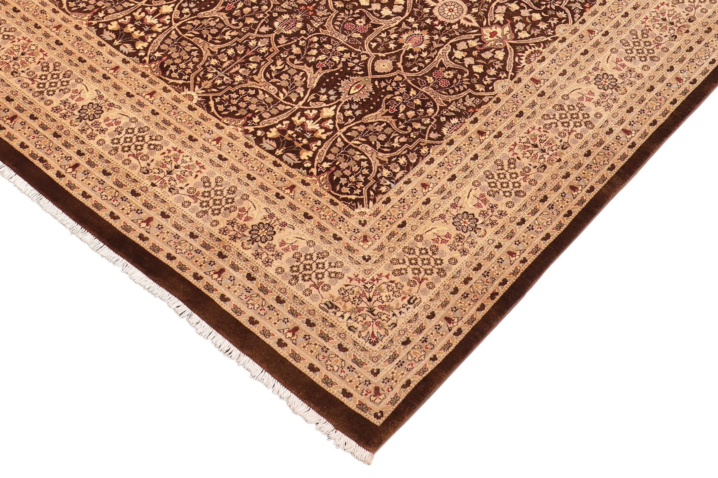 handmade Traditional Tabriz Brown Tan Hand Knotted RECTANGLE 100% WOOL area rug 8' x 10'