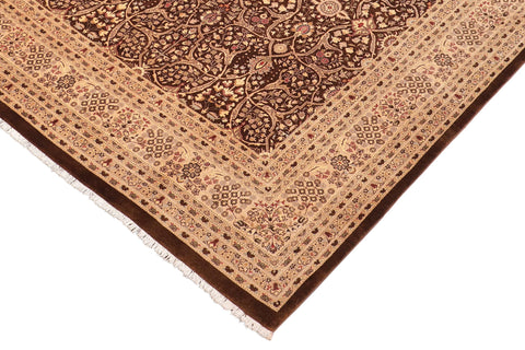 handmade Traditional Tabriz Brown Tan Hand Knotted RECTANGLE 100% WOOL area rug 8' x 10'
