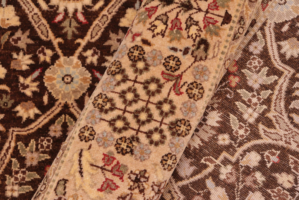 handmade Traditional Tabriz Brown Tan Hand Knotted RECTANGLE 100% WOOL area rug 8' x 10'