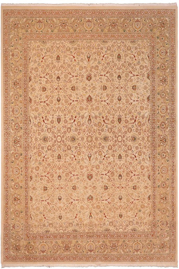 Traditional Taj Kassie Ivory Tan Hand Knotted Area rugs 8 x 10