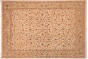 8x10 hand knotted Vegetable Dyed wool rug in ivory and tan - Taj Kassie