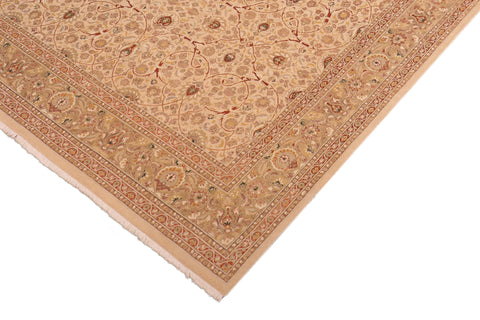 handmade Transitional Taj Ivory Tan Hand Knotted RECTANGLE 100% WOOL area rug 8x10