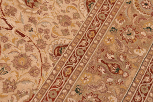 handmade Transitional Taj Ivory Tan Hand Knotted RECTANGLE 100% WOOL area rug 8x10