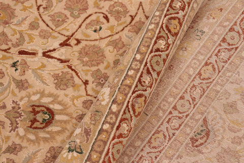 handmade Transitional Taj Ivory Tan Hand Knotted RECTANGLE 100% WOOL area rug 8x10