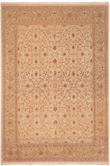 Traditional Taj Kassie Ivory Tan Hand Knotted Area rugs 8 x 10