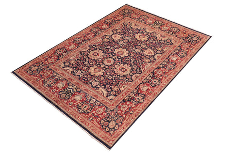 handmade Transitional Sultanabad Drk. Blue Red Hand Knotted RECTANGLE 100% WOOL area rug 8x10