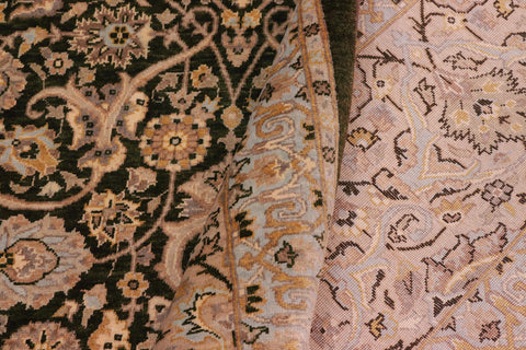 handmade Traditional Design Drk.green Lt. Gray Hand Knotted RECTANGLE 100% WOOL area rug 8' x 10'