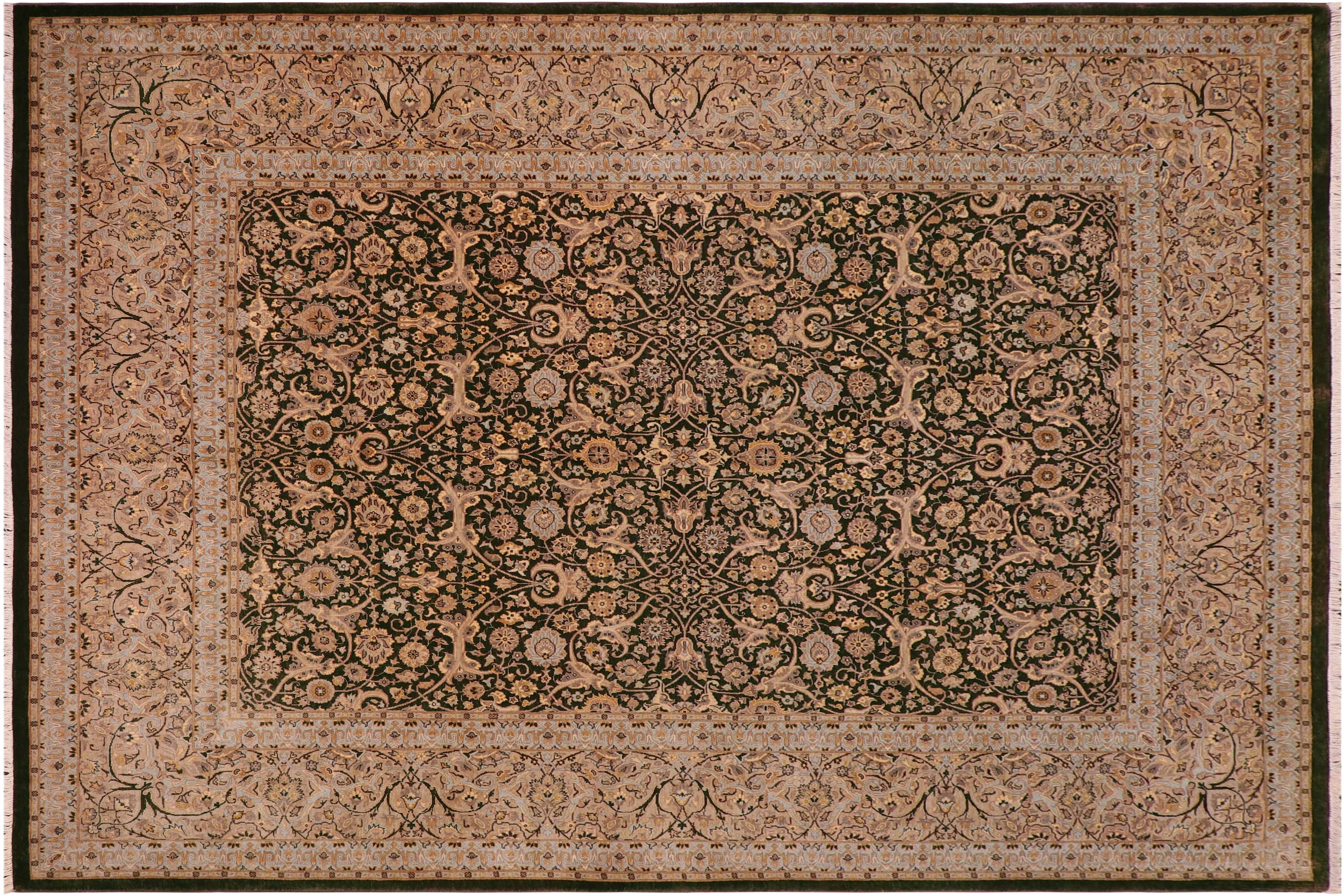 handmade Traditional Design Drk.green Lt. Gray Hand Knotted RECTANGLE 100% WOOL area rug 8' x 10'