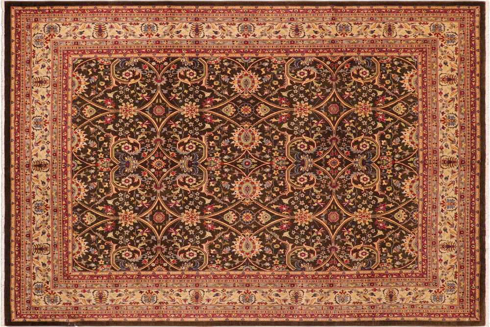 handmade Transitional Design Brown Beige Hand Knotted RECTANGLE 100% WOOL area rug 8' x 10'