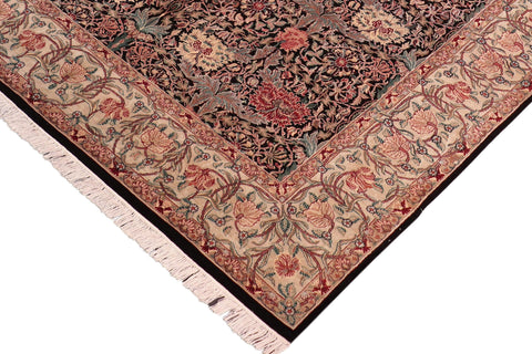 handmade Transitional Hashmi Black Beige Hand Knotted RECTANGLE 100% WOOL area rug 8x10
