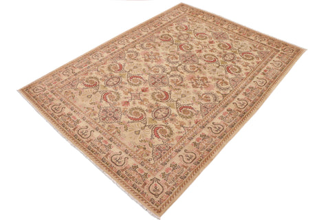 handmade Transitional Kafkaz Beige Pink Hand Knotted RECTANGLE 100% WOOL area rug 9' x 13'