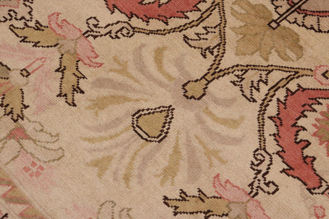handmade Transitional Kafkaz Beige Pink Hand Knotted RECTANGLE 100% WOOL area rug 9' x 13'