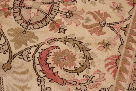 handmade Transitional Kafkaz Beige Pink Hand Knotted RECTANGLE 100% WOOL area rug 9' x 13'
