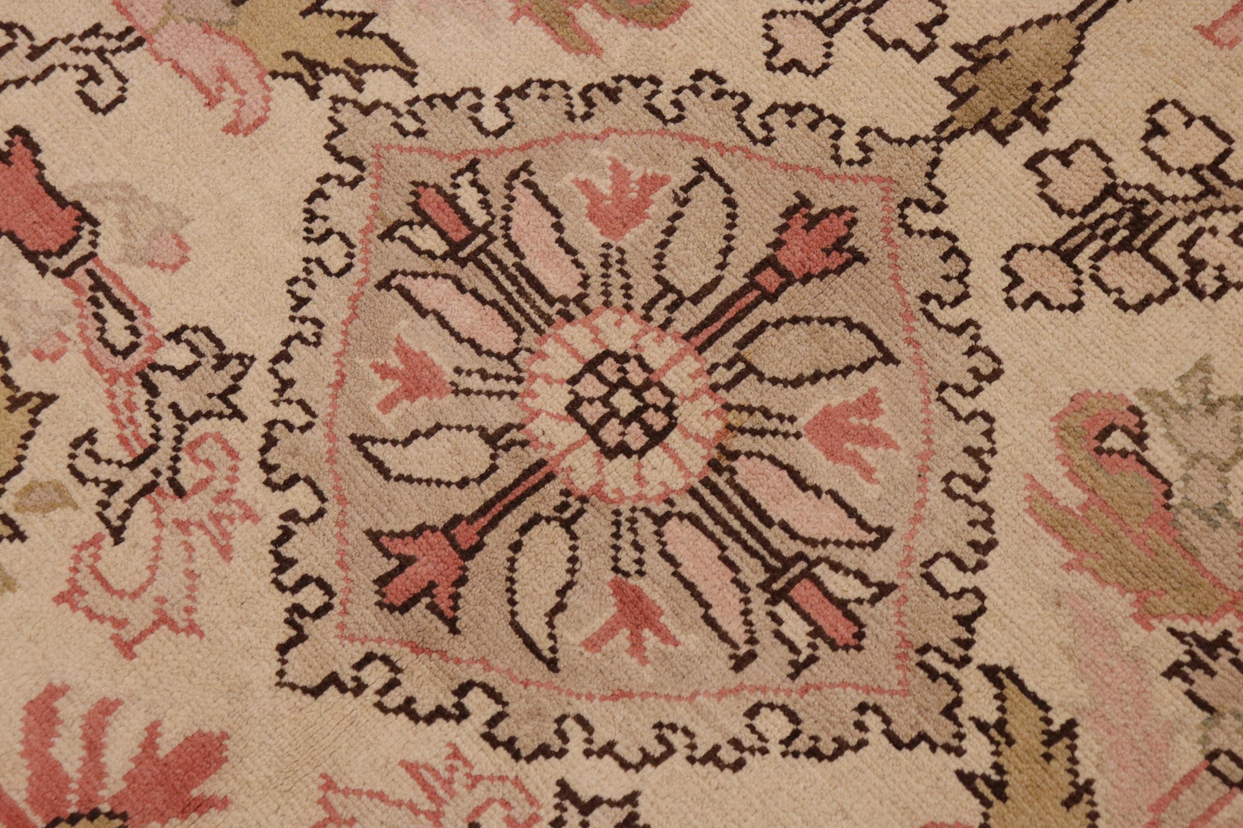 handmade Transitional Kafkaz Beige Pink Hand Knotted RECTANGLE 100% WOOL area rug 9' x 13'