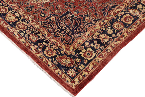 handmade Traditional Kafkaz Rust Blue Hand Knotted RECTANGLE 100% WOOL area rug 9' x 11'