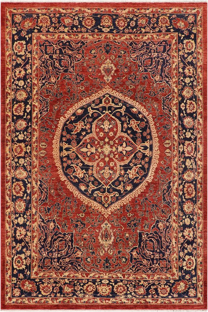 handmade Traditional Kafkaz Rust Blue Hand Knotted RECTANGLE 100% WOOL area rug 9 x 11