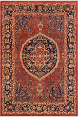 handmade Traditional Kafkaz Rust Blue Hand Knotted RECTANGLE 100% WOOL area rug 9 x 11