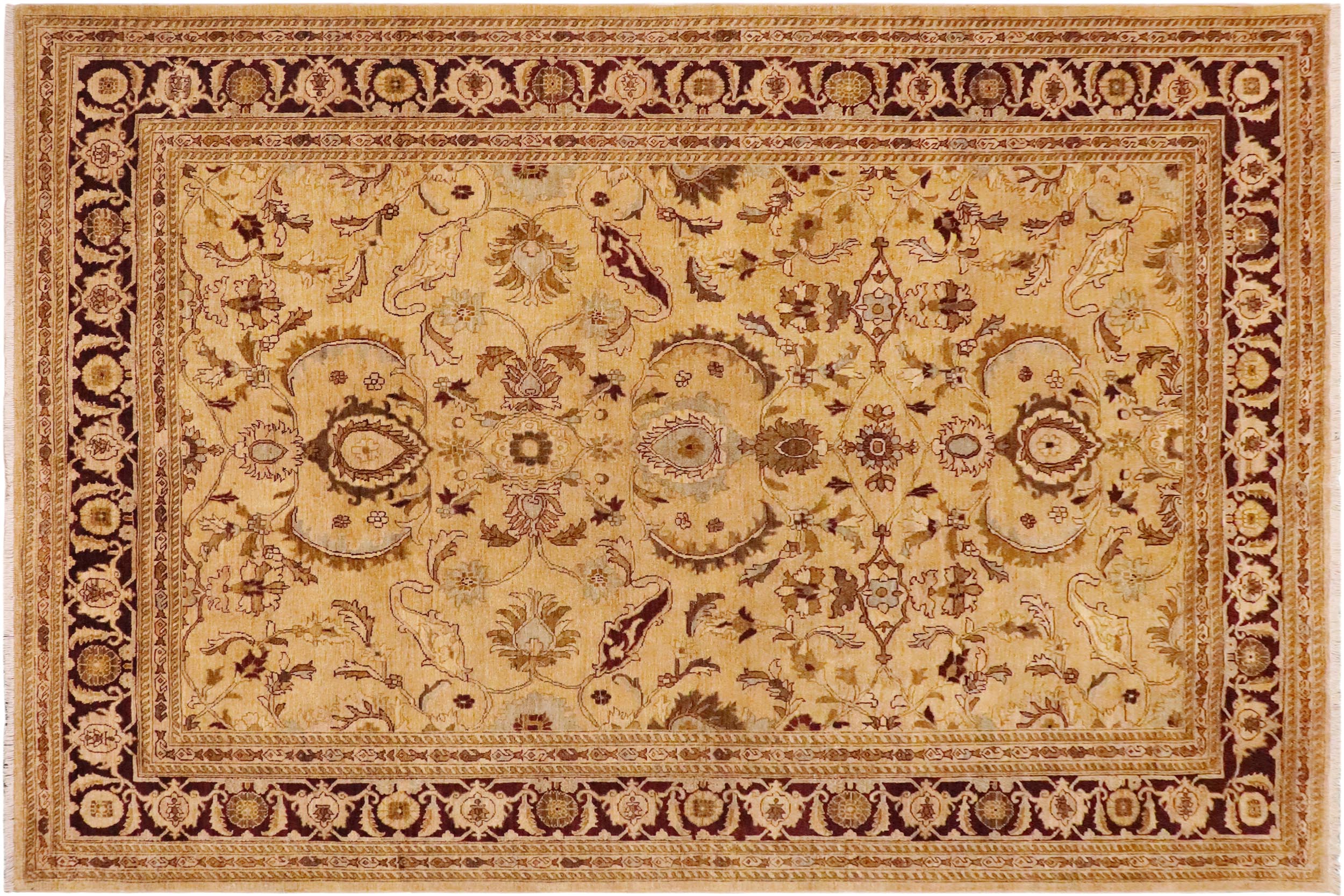 handmade Traditional Kafkaz Lt. Gold Burgundy Hand Knotted RECTANGLE 100% WOOL area rug 9x12