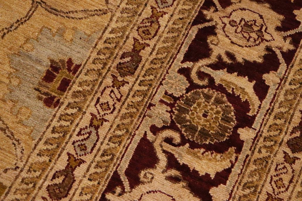 handmade Traditional Kafkaz Lt. Gold Burgundy Hand Knotted RECTANGLE 100% WOOL area rug 9 x 12