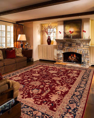 handmade Traditional Kafkaz Red Blue Hand Knotted RECTANGLE 100% WOOL area rug 9 x 12