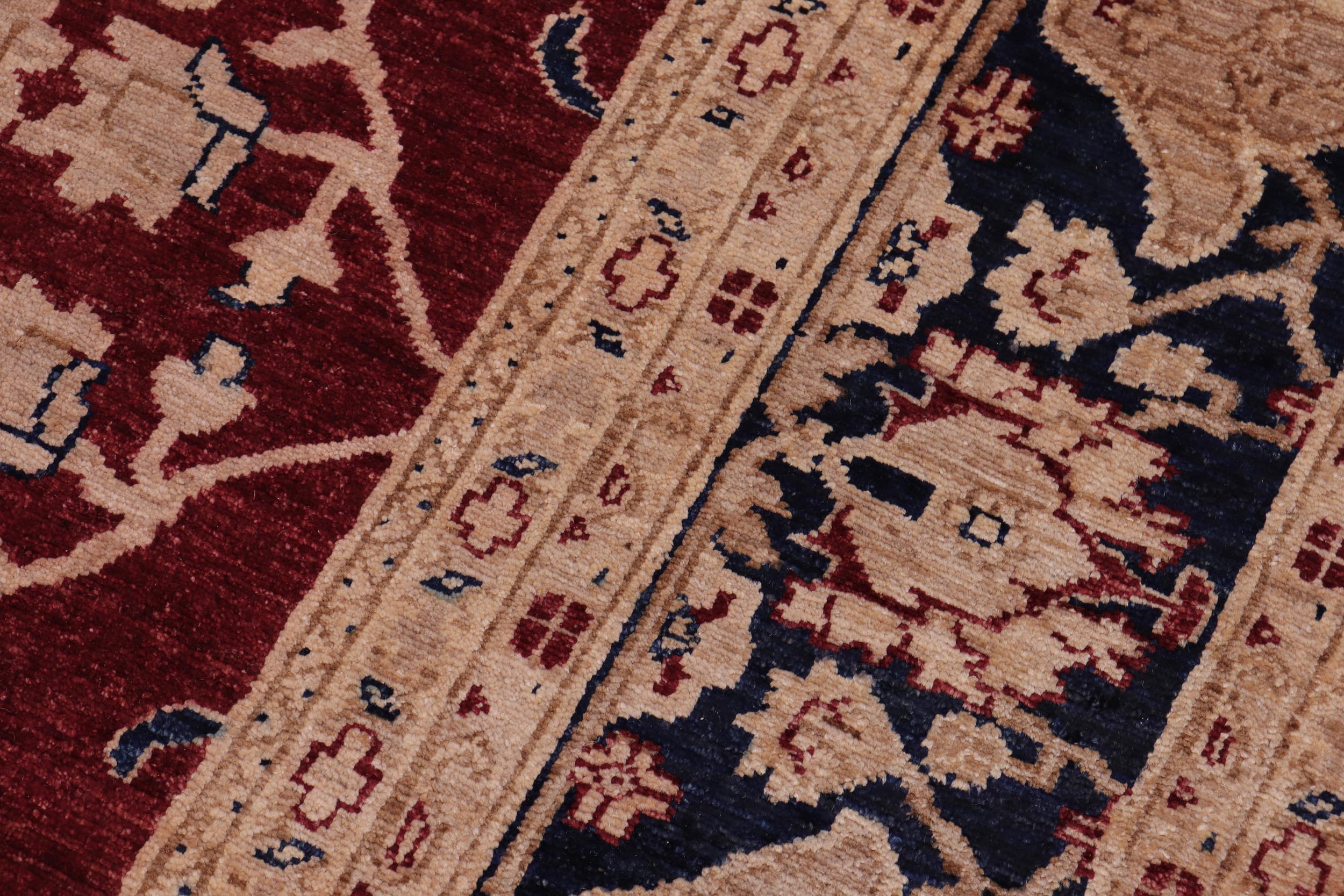 handmade Traditional Kafkaz Red Blue Hand Knotted RECTANGLE 100% WOOL area rug 9x12