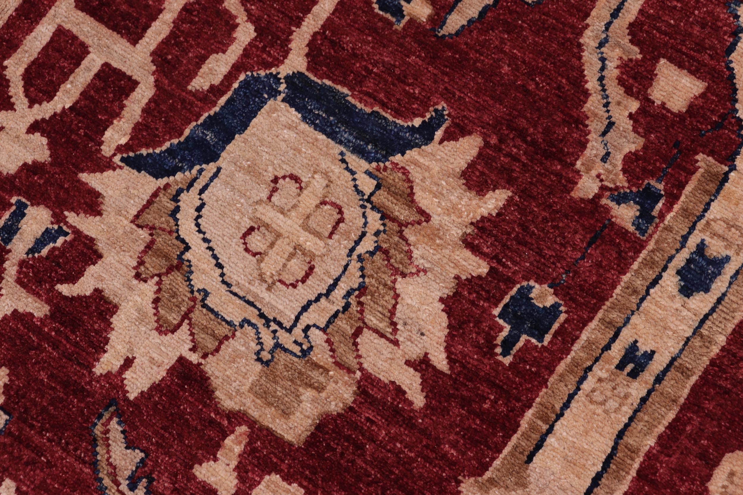 handmade Traditional Kafkaz Red Blue Hand Knotted RECTANGLE 100% WOOL area rug 9x12