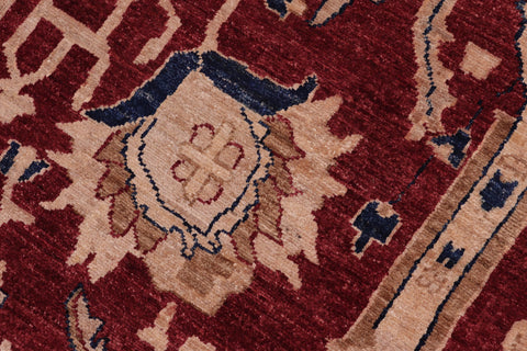 handmade Traditional Kafkaz Red Blue Hand Knotted RECTANGLE 100% WOOL area rug 9x12