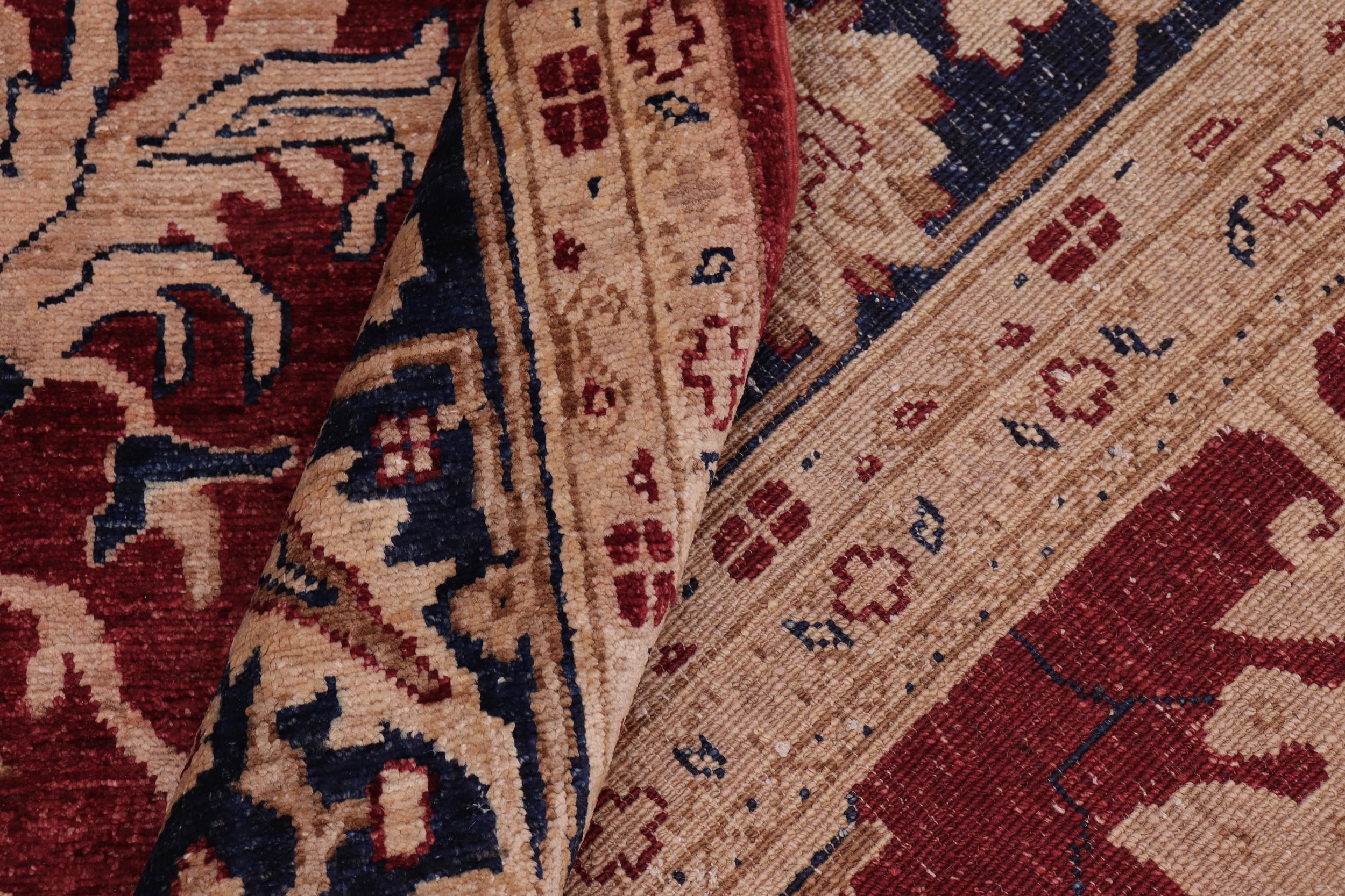 handmade Traditional Kafkaz Red Blue Hand Knotted RECTANGLE 100% WOOL area rug 9x12