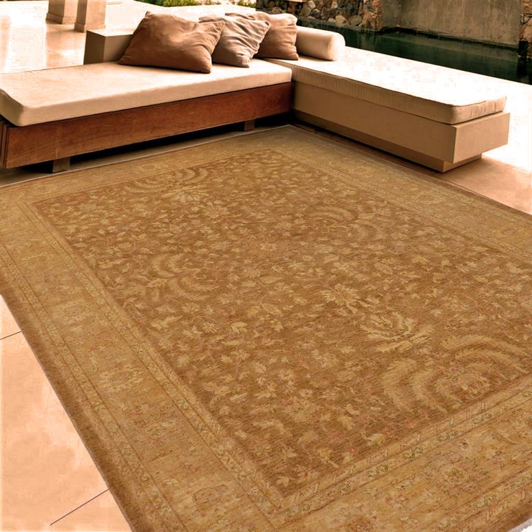 handmade Traditional Kafkaz Gold Tan Hand Knotted RECTANGLE 100% WOOL area rug 10 x 12