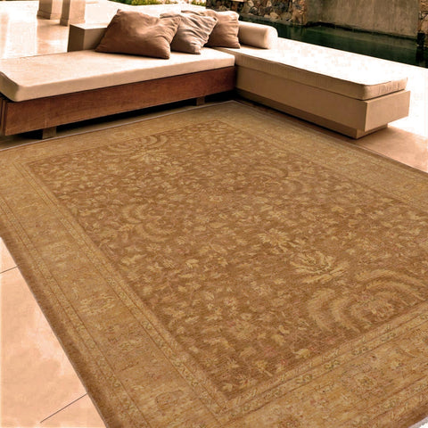 handmade Traditional Kafkaz Gold Tan Hand Knotted RECTANGLE 100% WOOL area rug 10x12