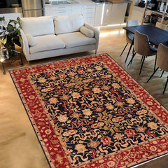 handmade Traditional Kafkaz Blue Red Hand Knotted RECTANGLE 100% WOOL area rug 9 x 12